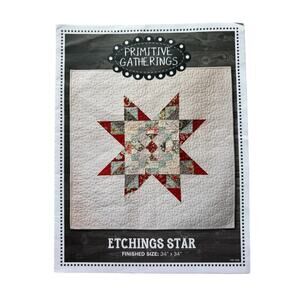 PRIMITIVE GATHERINGS Etchings Star Quilt Design Pattern 34x34 8 Point Star